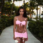 3Pcs Halter Skirt Three Piece Set PINK / S