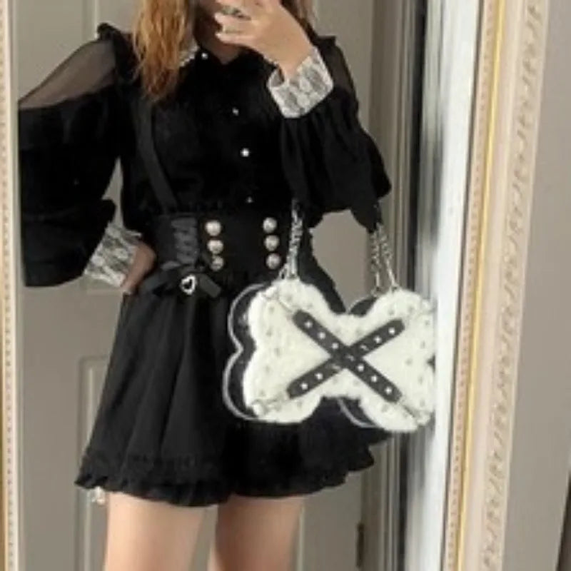 Y2K Style Fashion Gothic Rivet Bone Subculture Bag