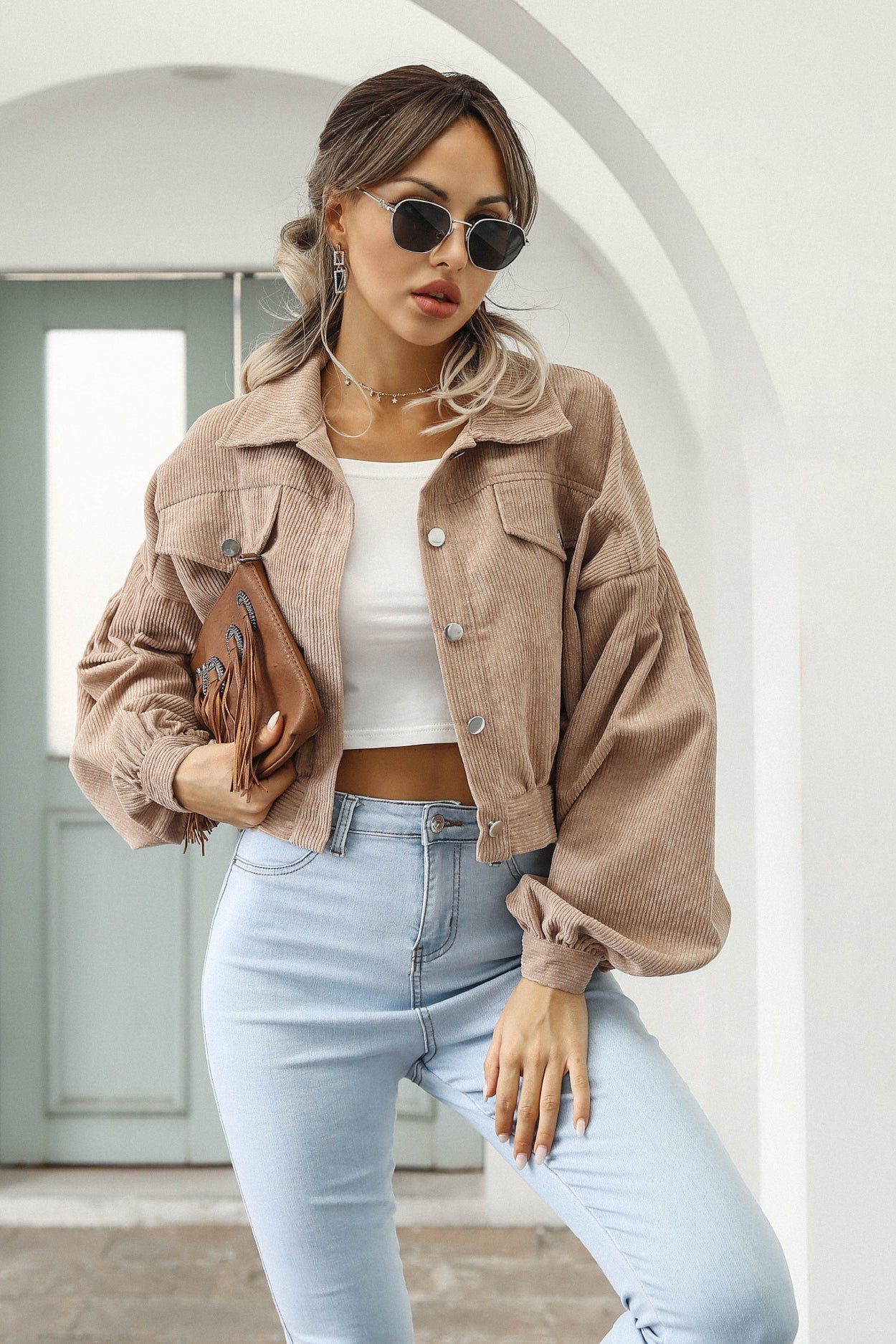 Button Up Corduroy Short Jacket Main image