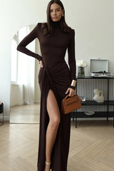 High Slit Tie Front Bodycon Dress