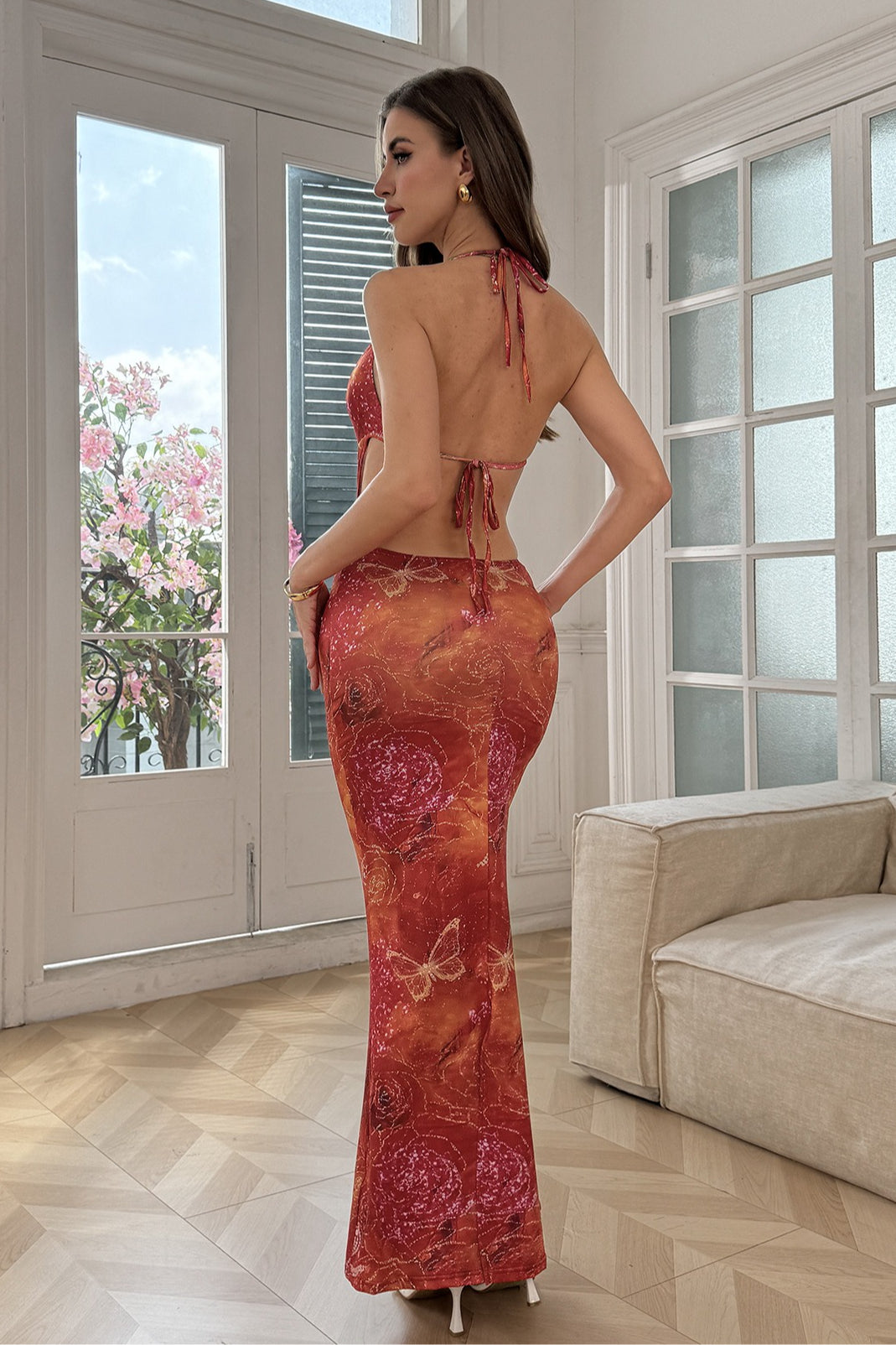Vacation Printed Strapless Bodycon Floral Dress Secondary image