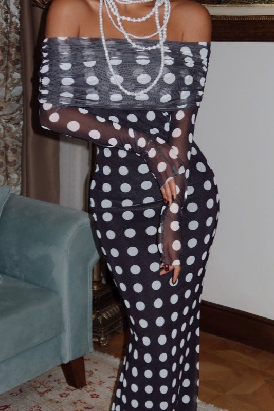 Polka Dot Strapless Bodycon Maxi Dress Main image