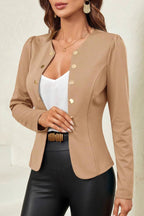 Button Up Fitted Blazer Jacket