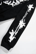 Skeleton Graphic Washed Pullover Hoodie