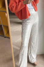 Sequin Straight Leg Casual Pants