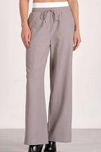 Stripe Patchwork Drawstring Waist Straight Pants