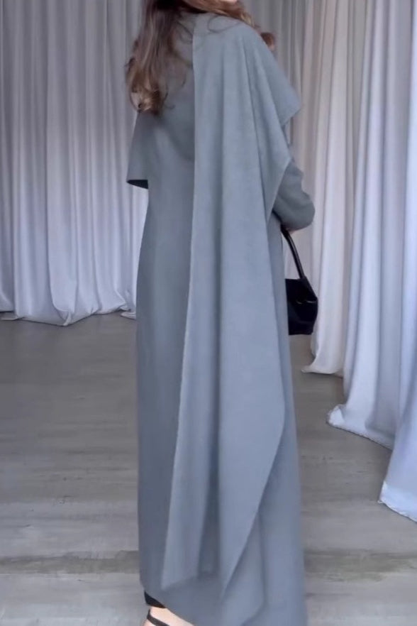 Cape Sleeve Solid Color Long Overcoat Secondary image