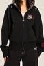Leopard Lined Devil Horn Cross Zip Hoodie
