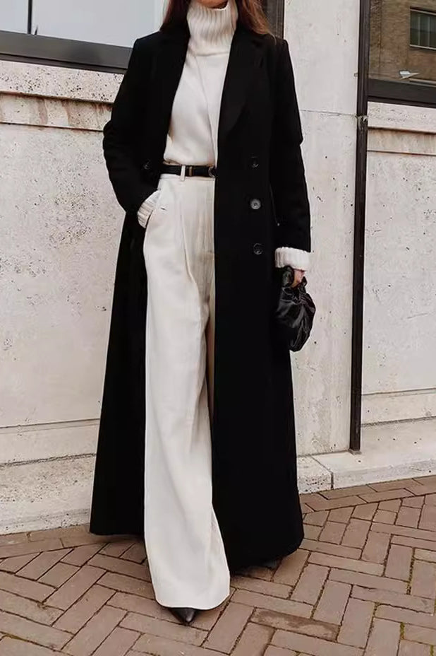 Solid Wool Blend Longline Coat coats