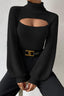 Sexy Hollow Out Turtleneck Sweater Black / XS