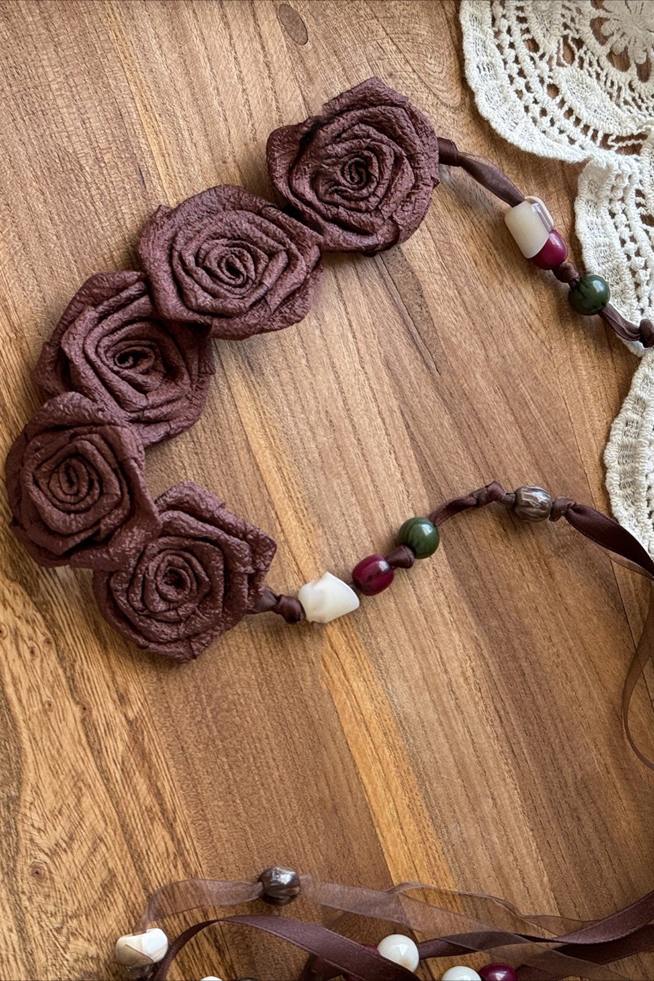 Chiffon Flower Beaded Tassel Decorative Waist Chain