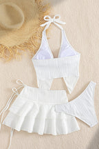White Halter Starfish Detail Three Piece Swim Set