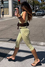 Polka Dot Sleeveless Fitted Capri Pants Set