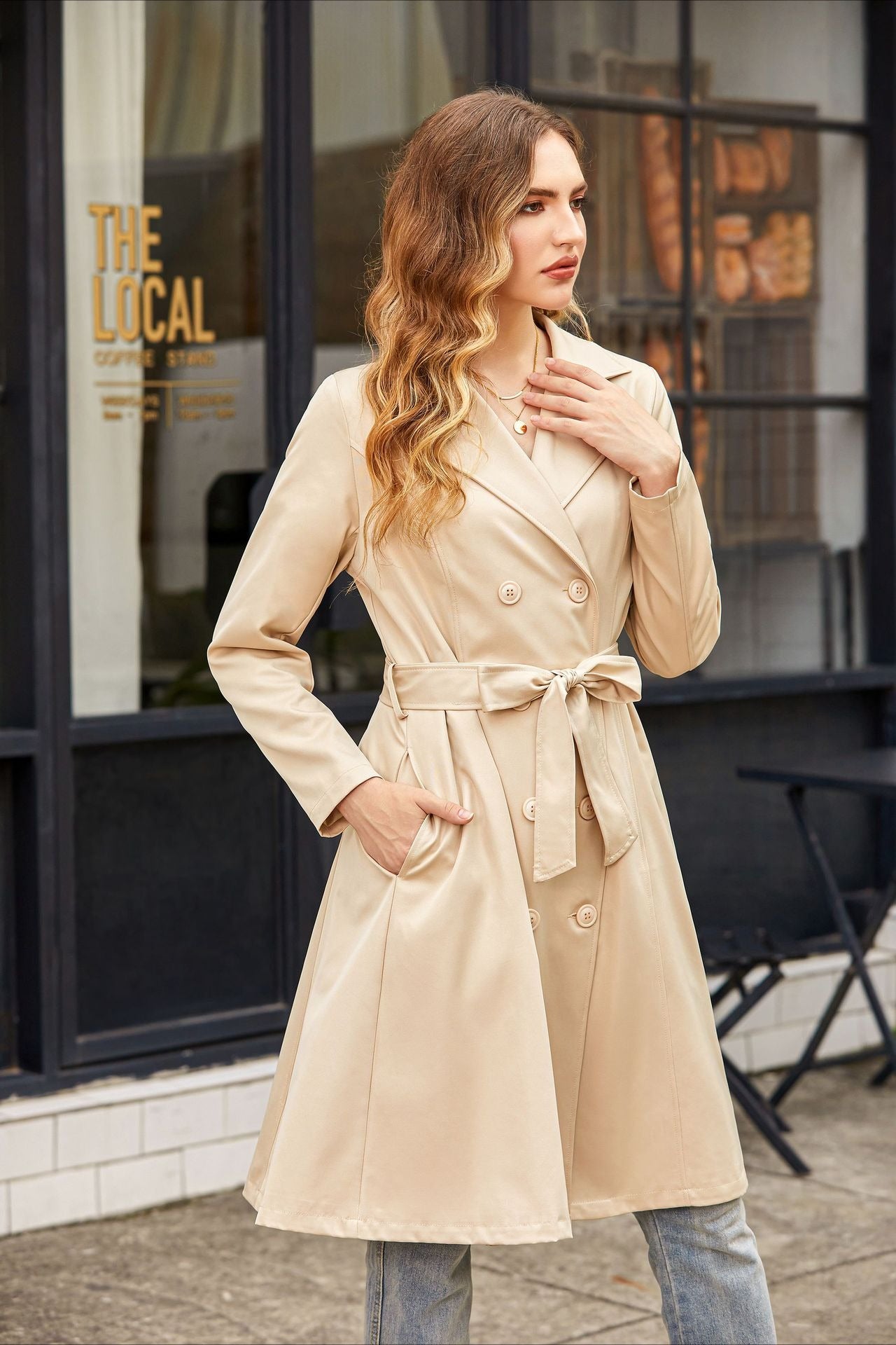 Slim Fit Belted Pocket Midi Overcoat Secondary image