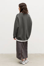 Solid Oversized Crew Neck Sweatshirt