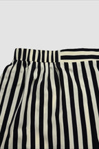 Button Down Striped Short Sleeve Blouse Shorts Set