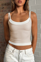 Faux Two Piece Spaghetti Strap Sexy Tank Top