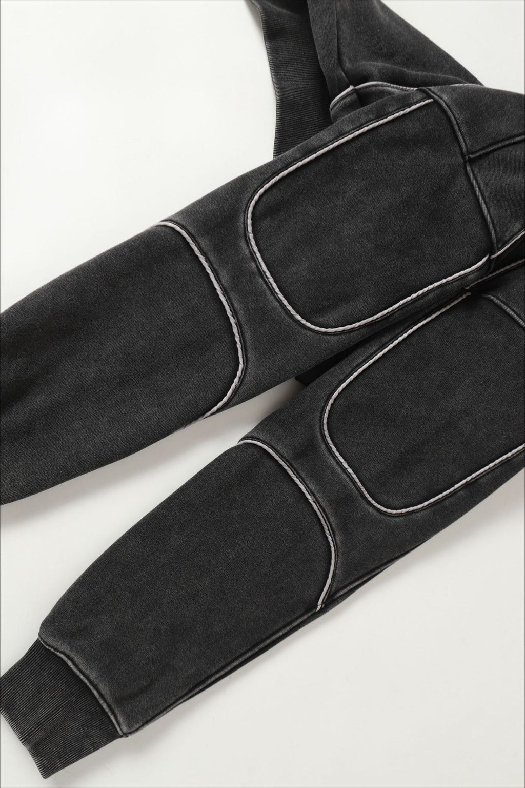 Washed Panel Seam Oversized Pullover Hoodie