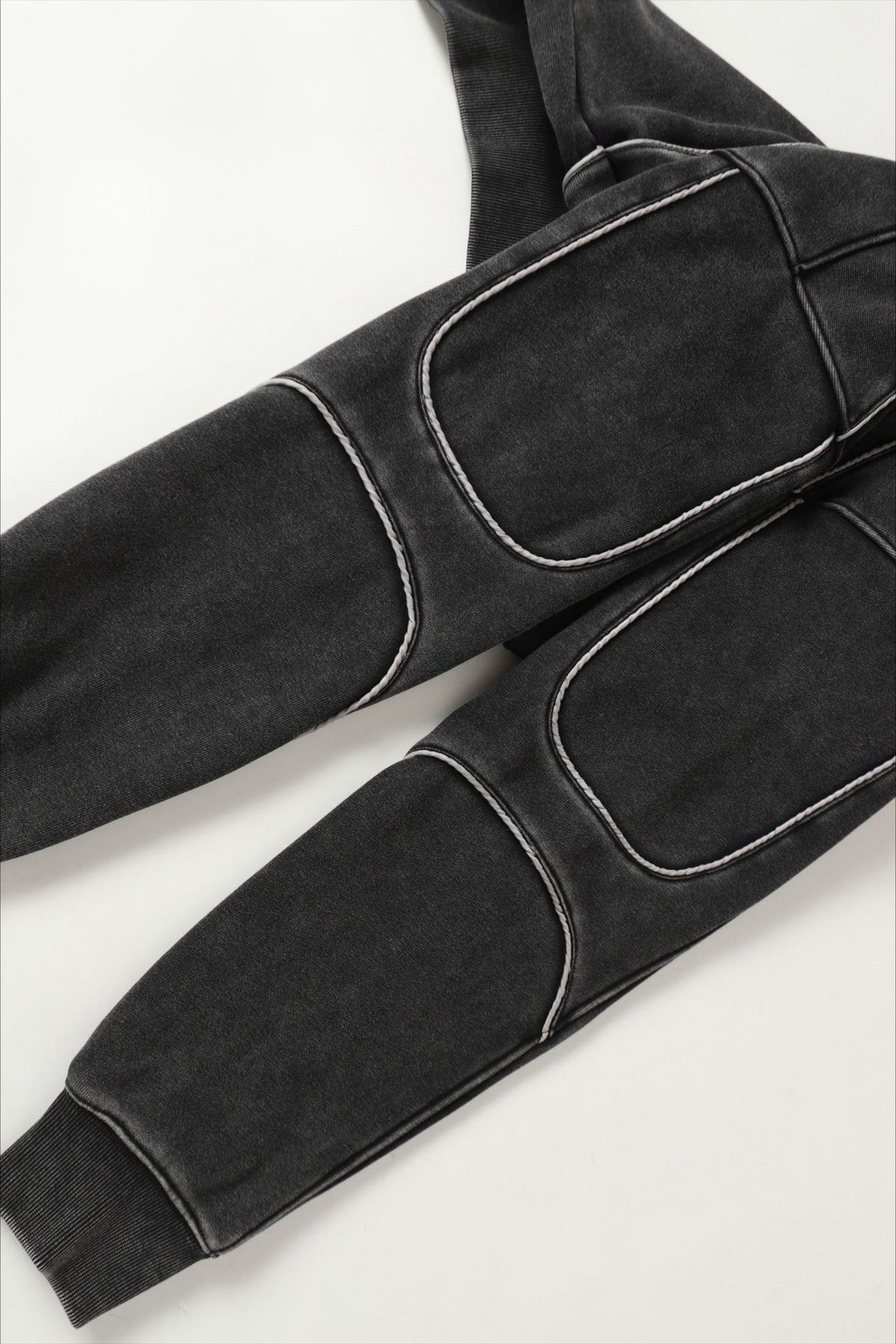 Washed Panel Seam Oversized Pullover Hoodie