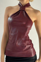 Solid Color Strapless Ruched Bodycon Halter Top