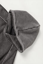 Washed Panel Seam Oversized Pullover Hoodie