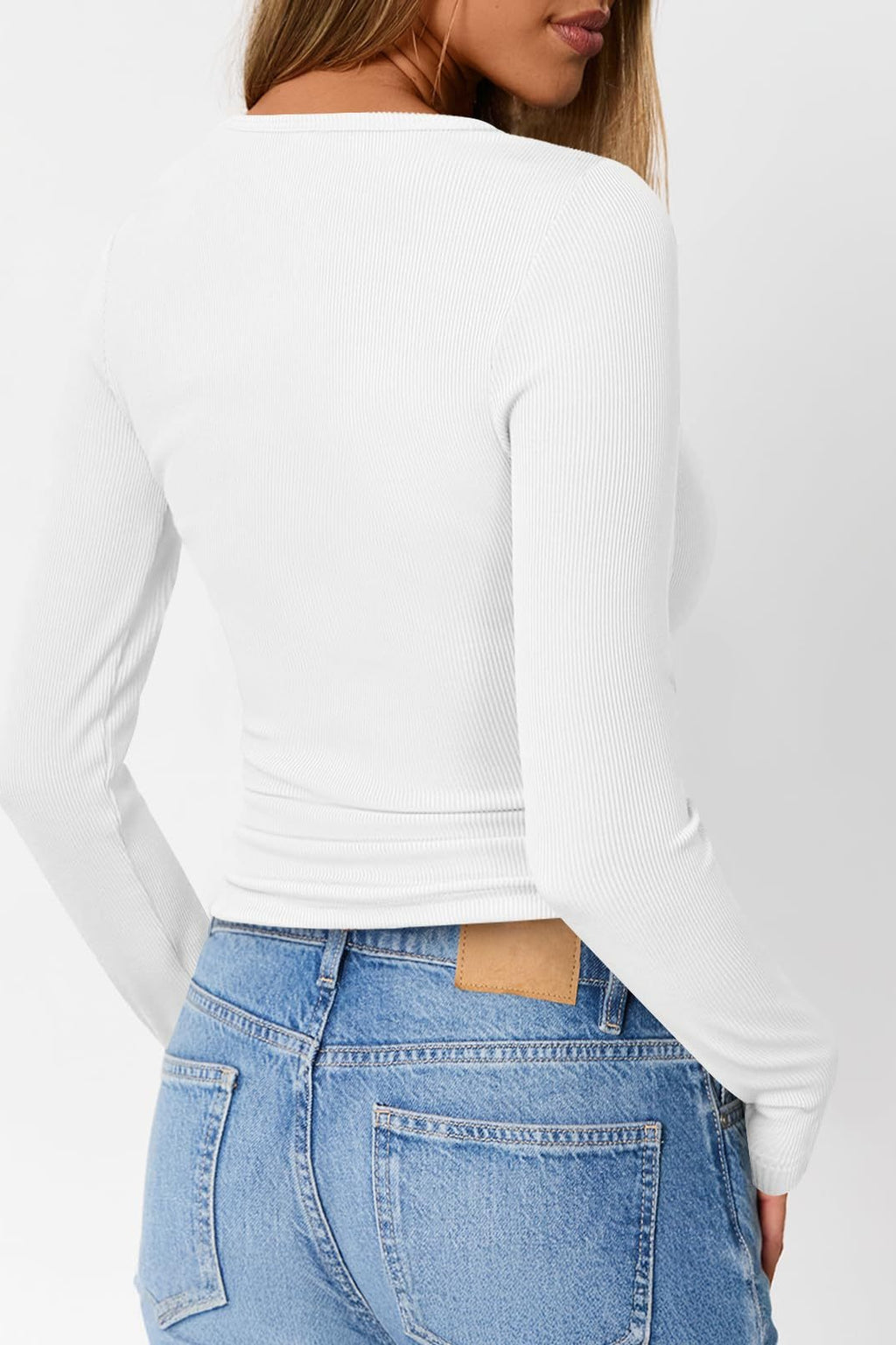 Button-Detail Bodycon Knit Top