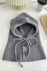 Thermal Knit Face Cover Hooded Scarf Hat