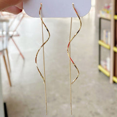Wavy Spiral Drop Threader Earrings