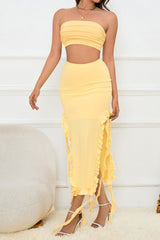 Off Shoulder Ruffle Mermaid Skirt Set