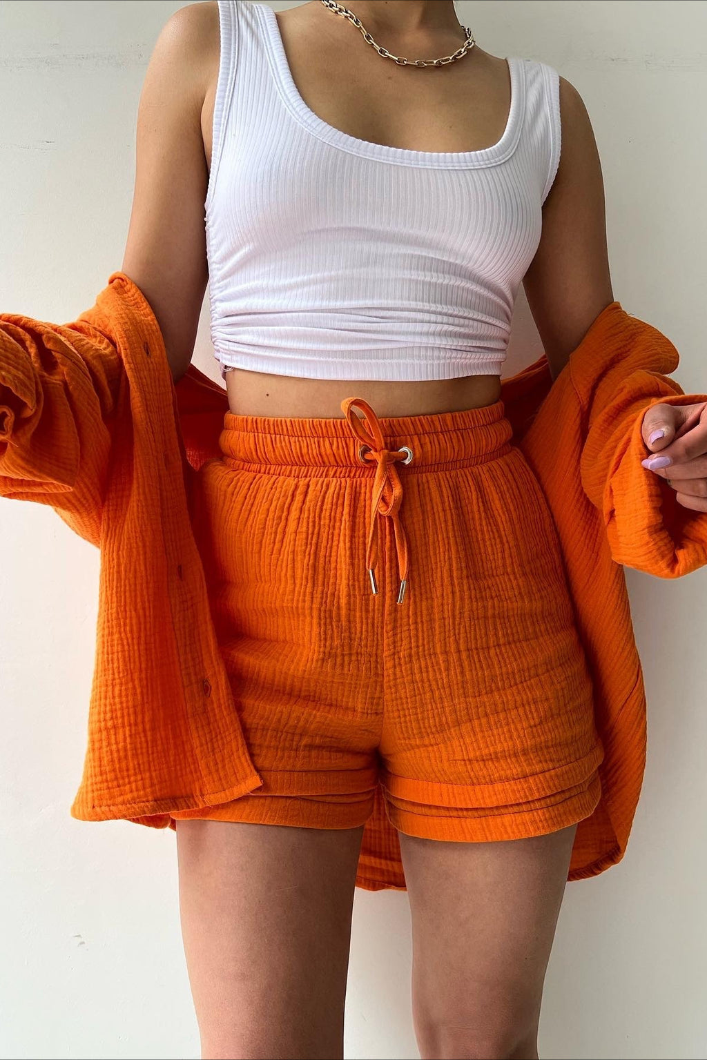 Textured Lapel Long Sleeve Top High Waist Shorts Set
