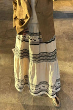 Printed Linen High Waist A Line Boho Skirt