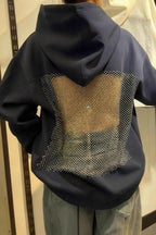Mesh Back Cutout Pullover Hoodie