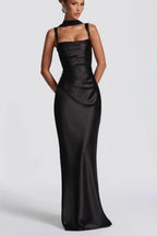 Square Neck Tie Waist Bodycon Mermaid Prom Dress