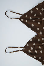Brown Polka Dot V Neck Mesh Cami