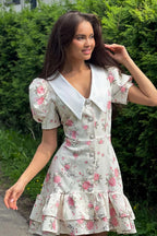 Puff Sleeve Ruffle Mini Floral Dress