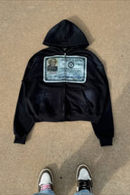 Retro Graphic Loose Fit Zip Hoodie