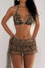 Leopard Print Tie Back Ruffle Bikini Skirt Set