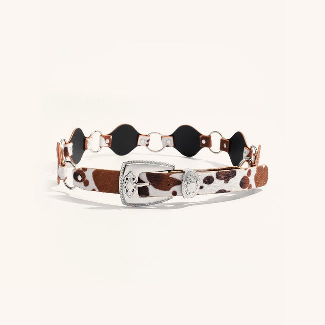 Boho Cow Print Wide Waist Belt Main image