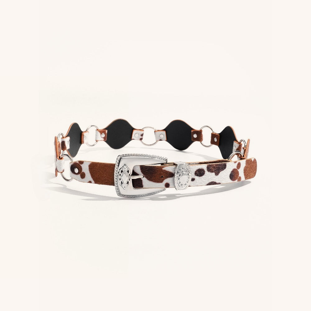 Boho Cow Print Wide Waist Belt