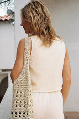 Contrast Embroidered Vest Top Boho Pants Set