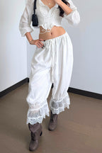 Lace Trim Relaxed Fit Boho Pants