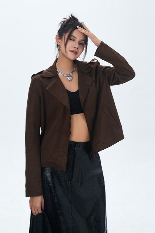 Suede Open Front Biker Jacket Secondary image