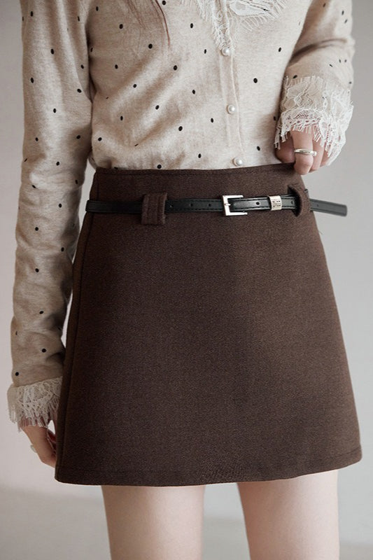 Solid Tartan Textured Skirt Main image