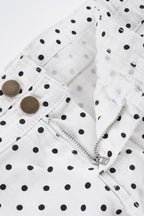 Polka Dot Low Rise Denim Mini Shorts