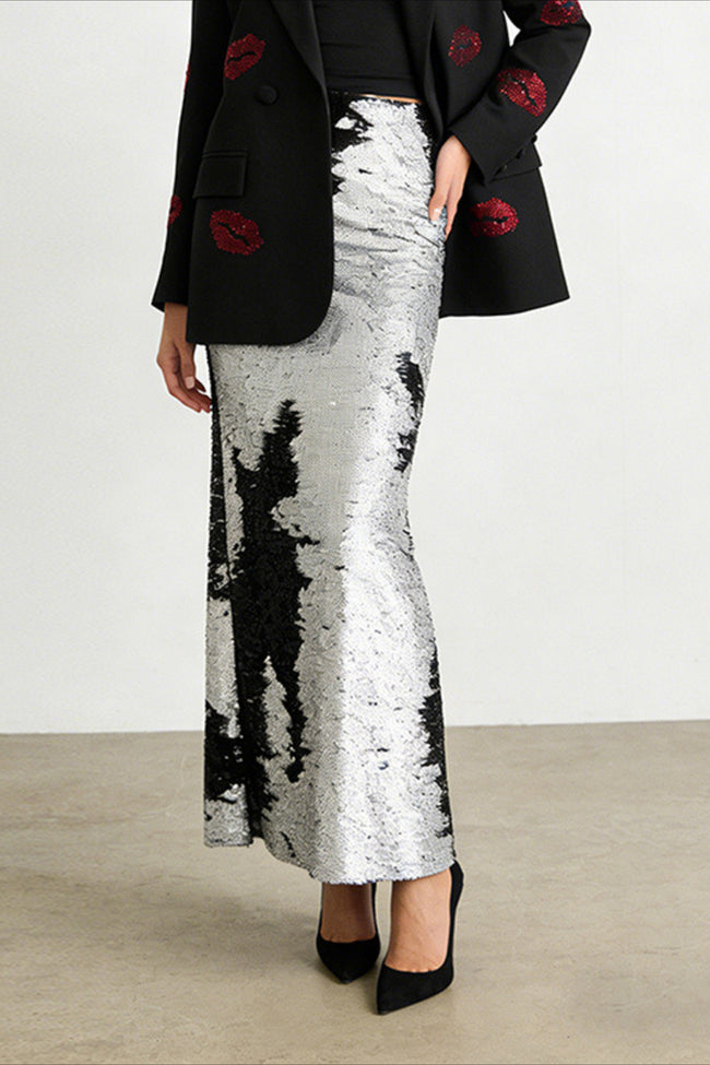 Metallic Sequin High Waisted Pencil Skirt Main image