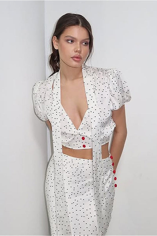 Polka Dot V-Neck Maxi Two Pieces Set Main image