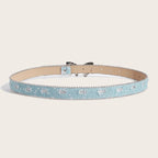 Denim Butterfly Buckle Beaded Statement Belt
