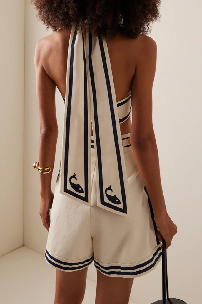 Navy Halter High Waist Three Piece Swim Set Secondary image