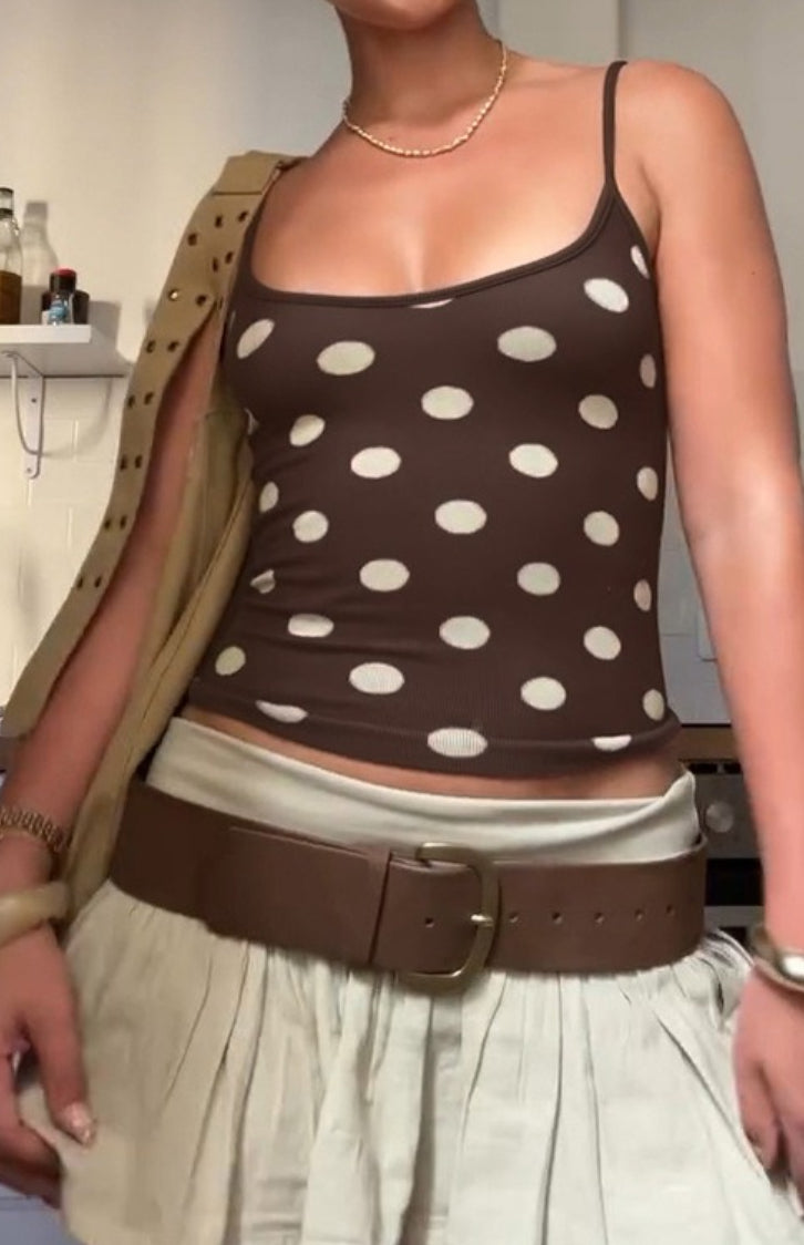 Brown Polka Dot Square Neck Cami Secondary image