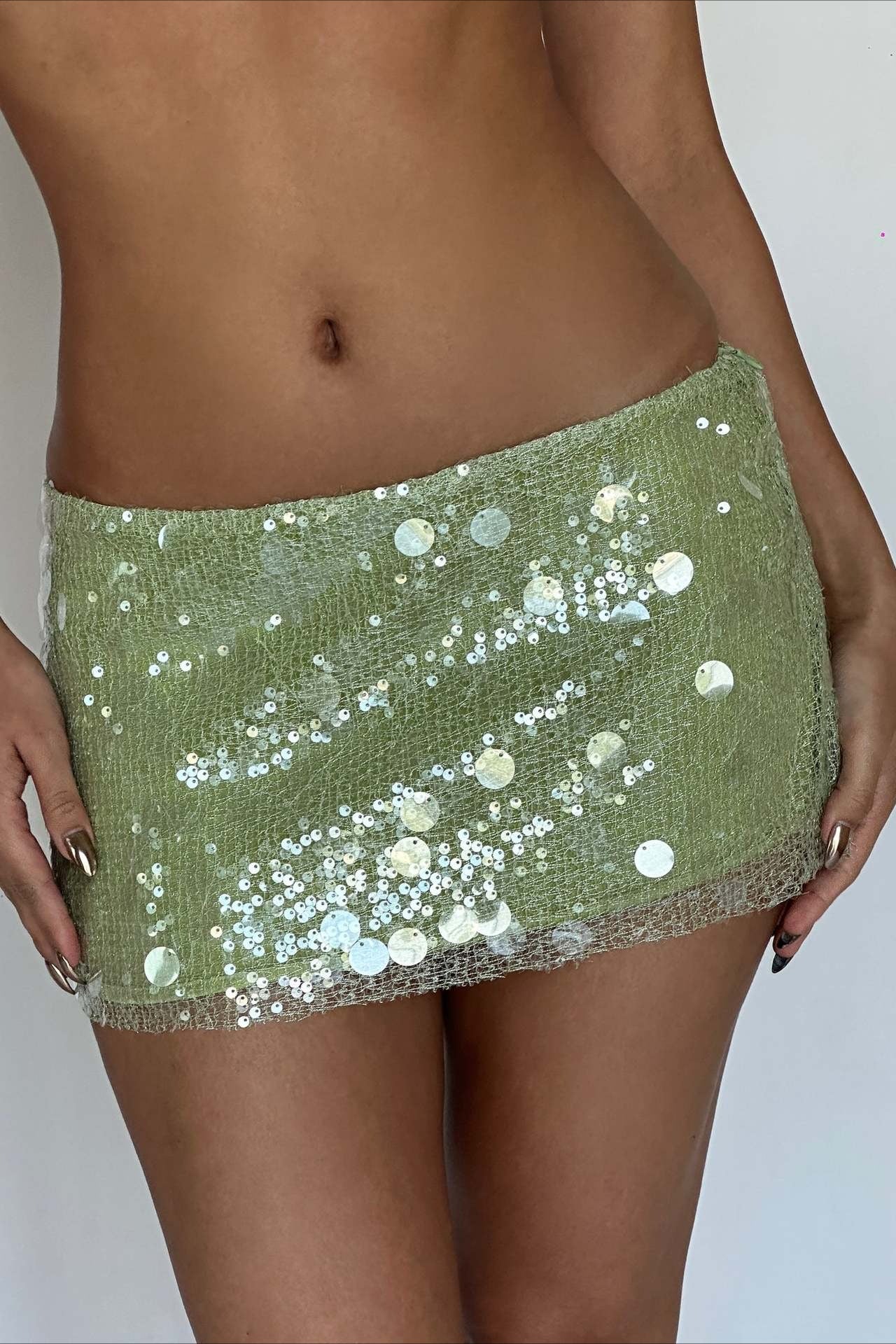 Solid Color Sequin Fitted Party Mini Skirt Main image